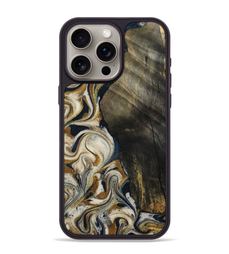 iPhone 15 Pro Max Wood Phone Case - Errol (Teal & Gold, 799521)