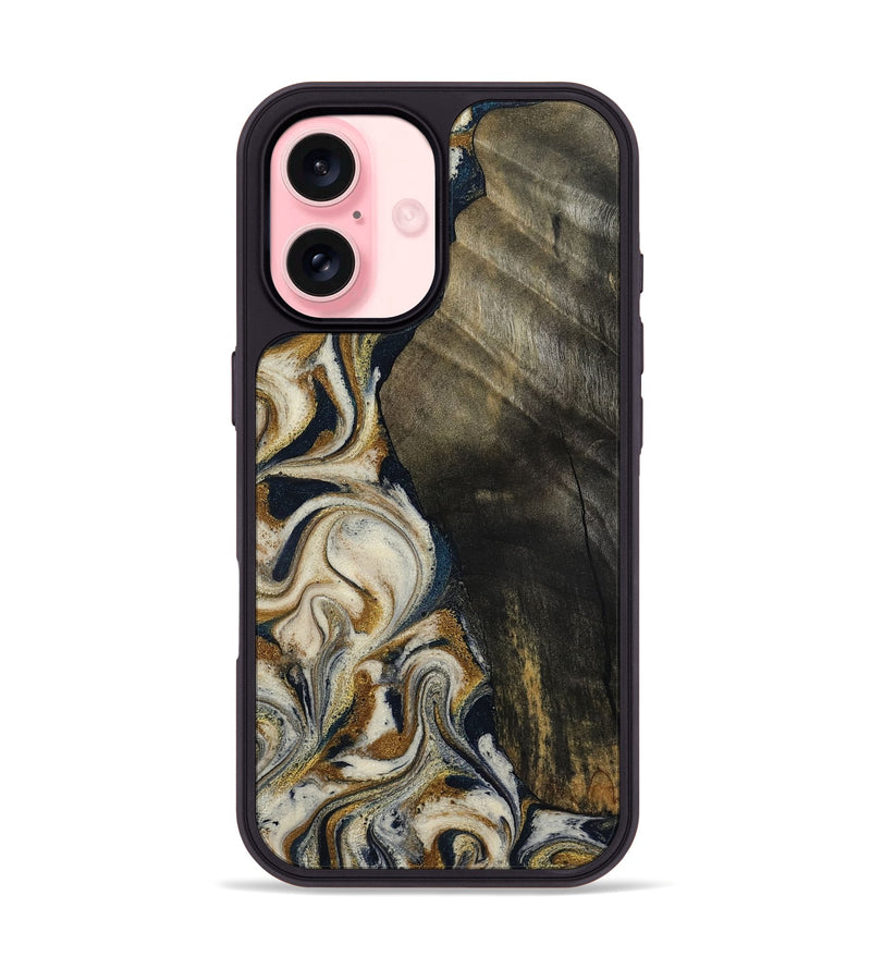 iPhone 16 Wood Phone Case - Errol (Teal & Gold, 799521)
