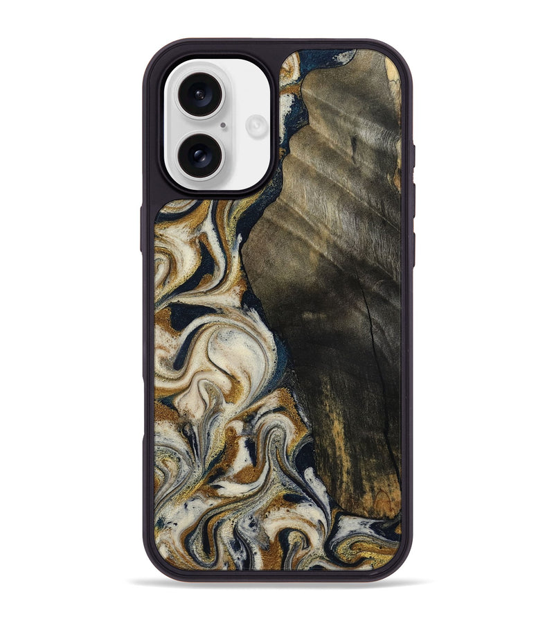 iPhone 16 Plus Wood Phone Case - Errol (Teal & Gold, 799521)