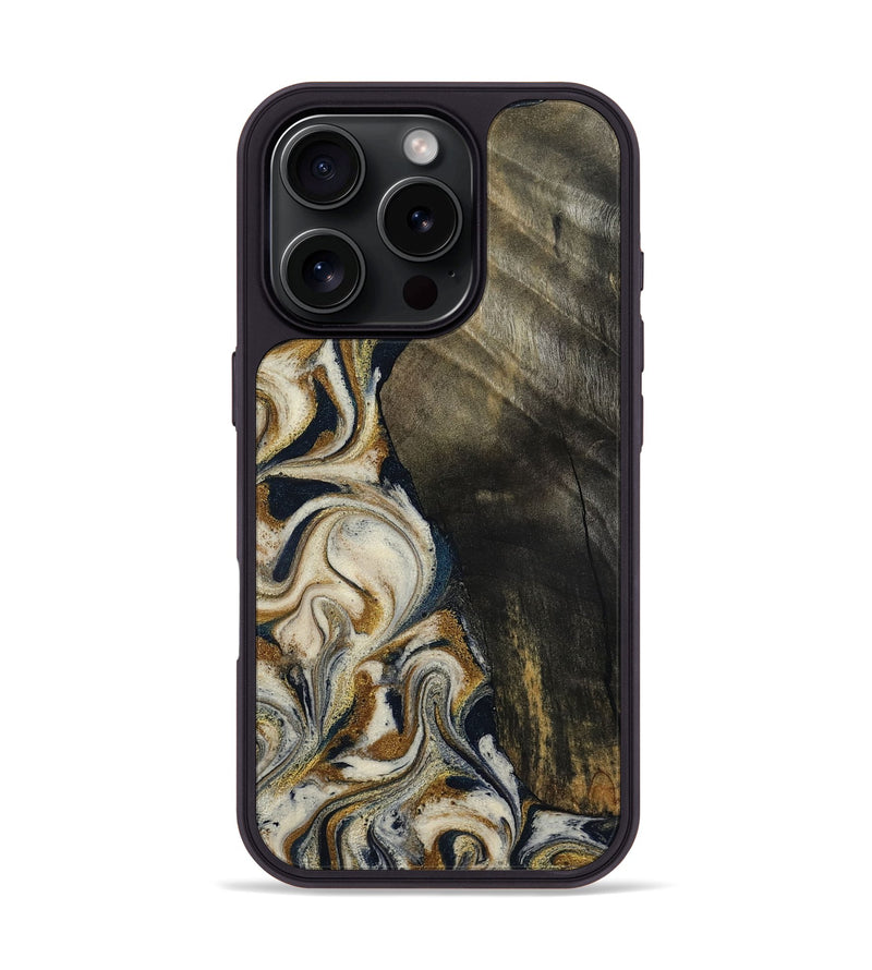 iPhone 16 Pro Wood Phone Case - Errol (Teal & Gold, 799521)