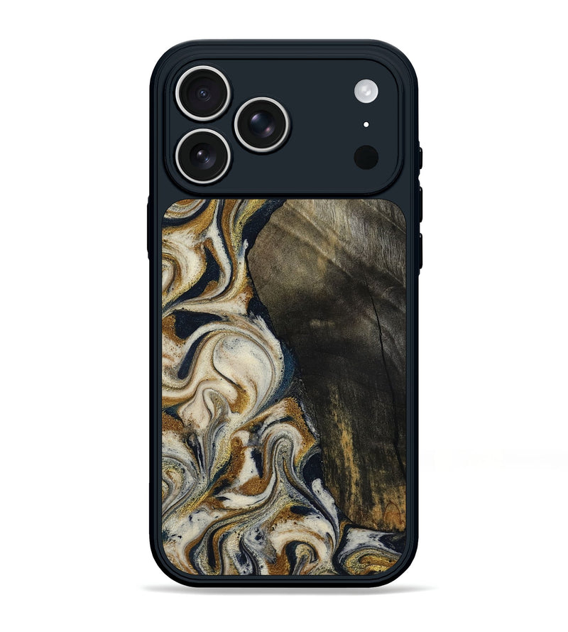iPhone 17 Pro Max Wood Phone Case - Errol (Teal & Gold, 799521)