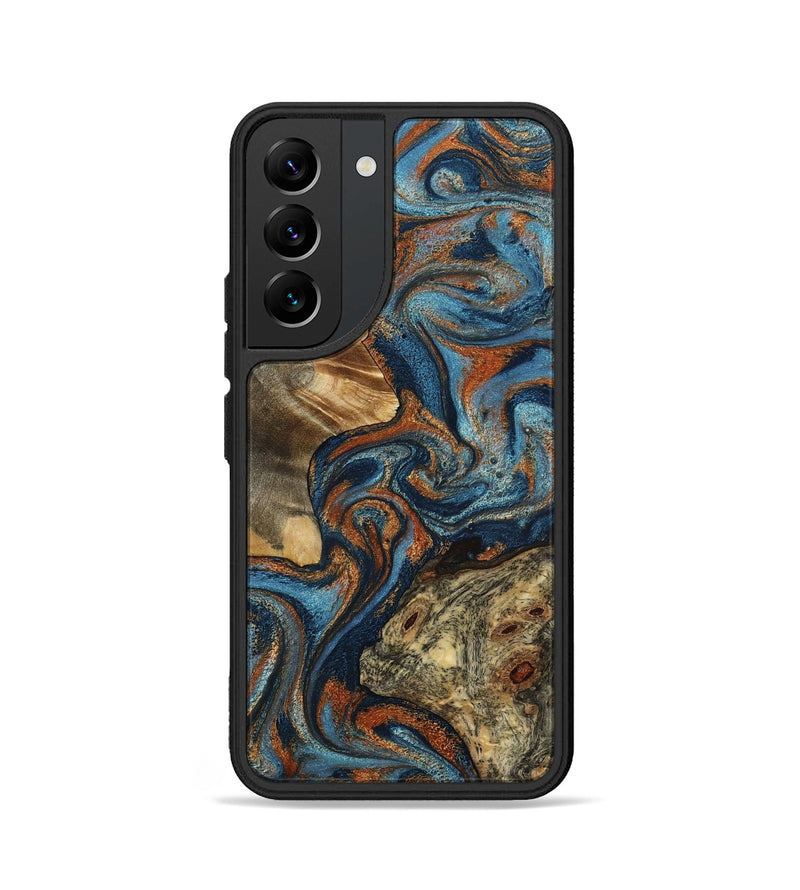 Galaxy S22 Wood Phone Case - Laura (Teal & Gold, 799523)