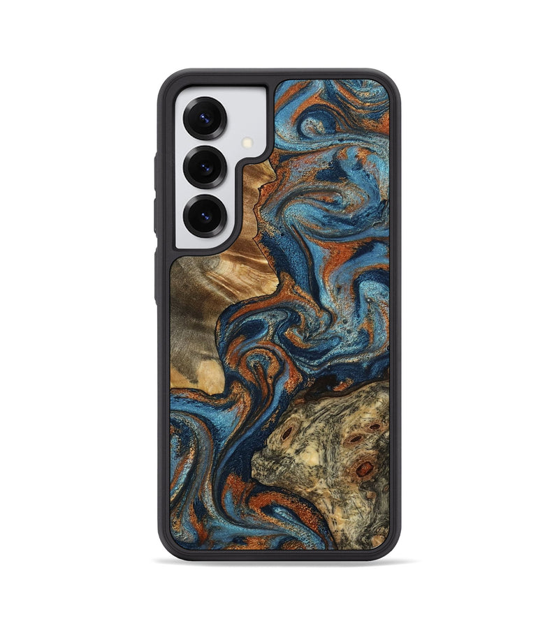 Galaxy S25 Wood Phone Case - Laura (Teal & Gold, 799523)