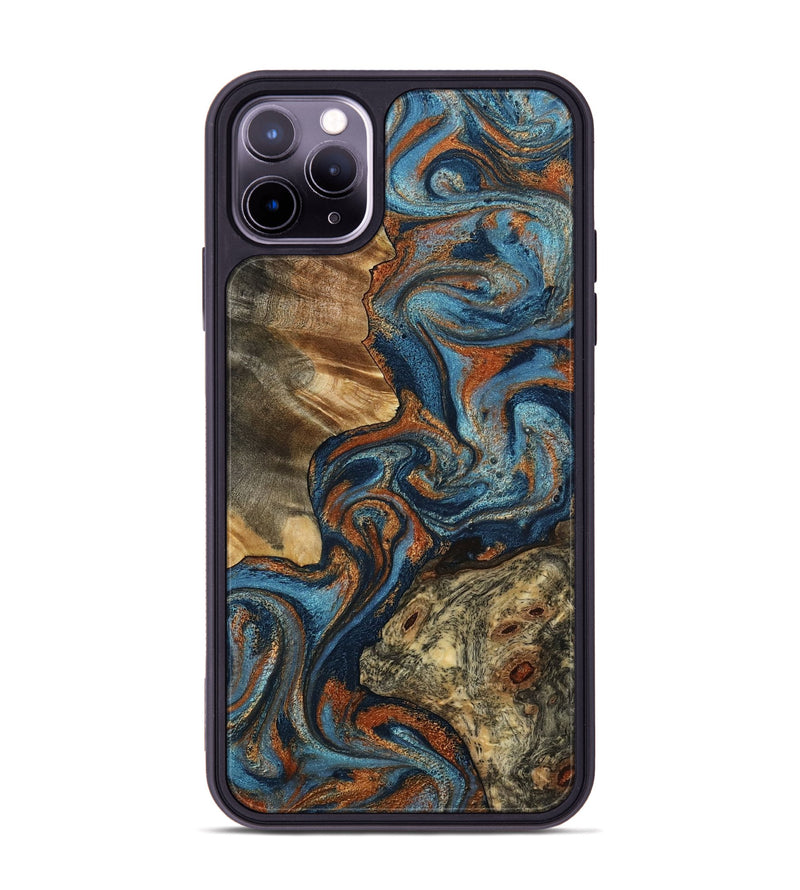 iPhone 11 Pro Max Wood Phone Case - Laura (Teal & Gold, 799523)