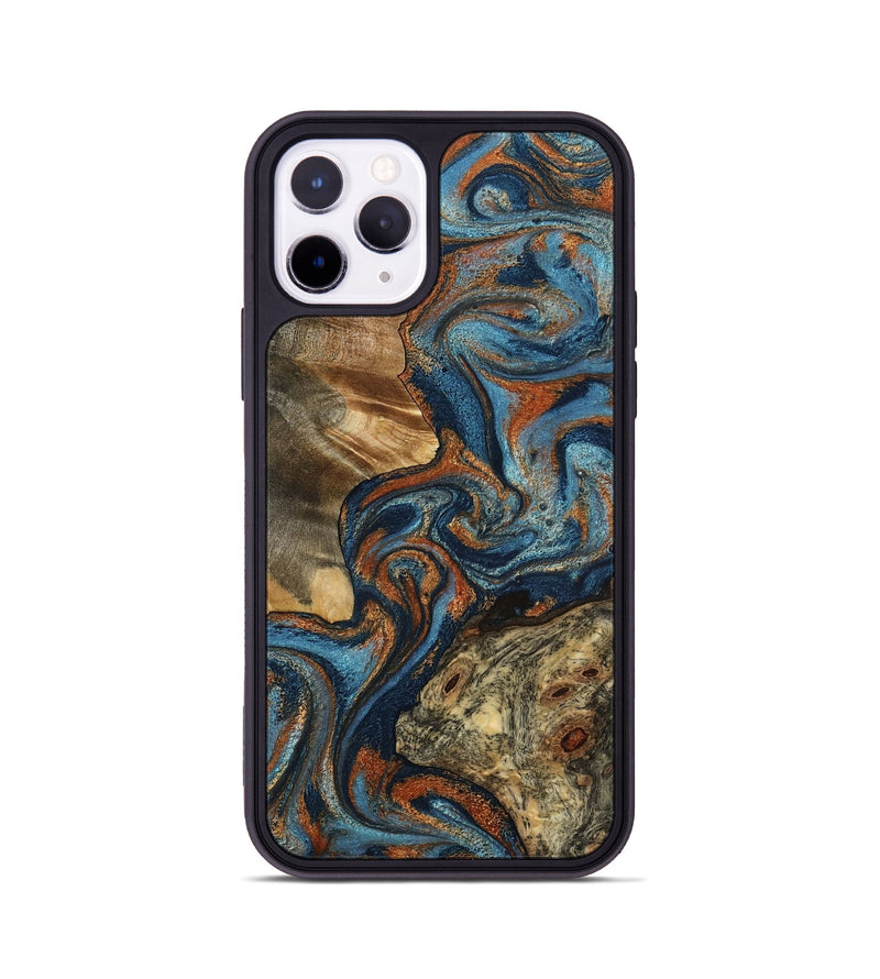 iPhone 11 Pro Wood Phone Case - Laura (Teal & Gold, 799523)