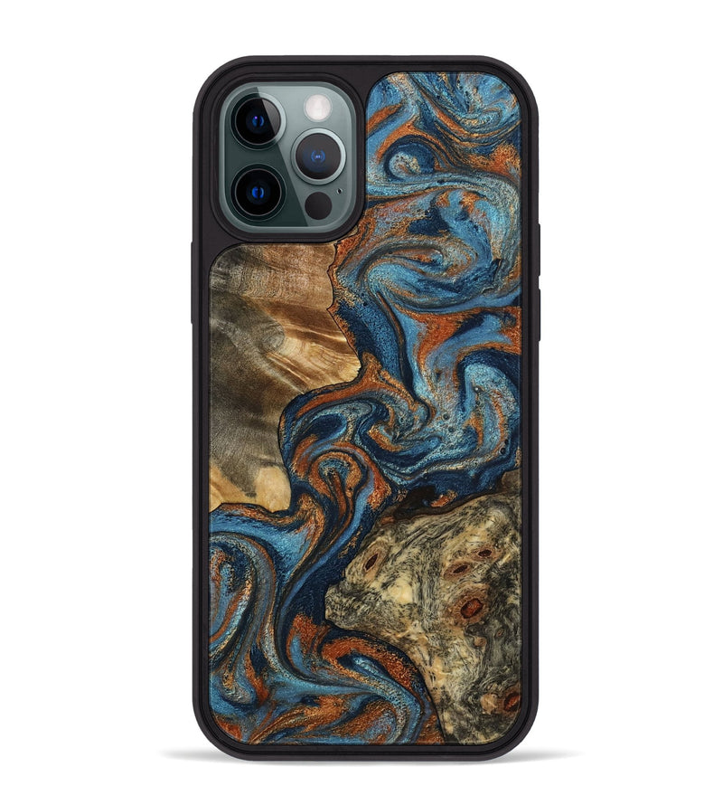 iPhone 12 Pro Max Wood Phone Case - Laura (Teal & Gold, 799523)