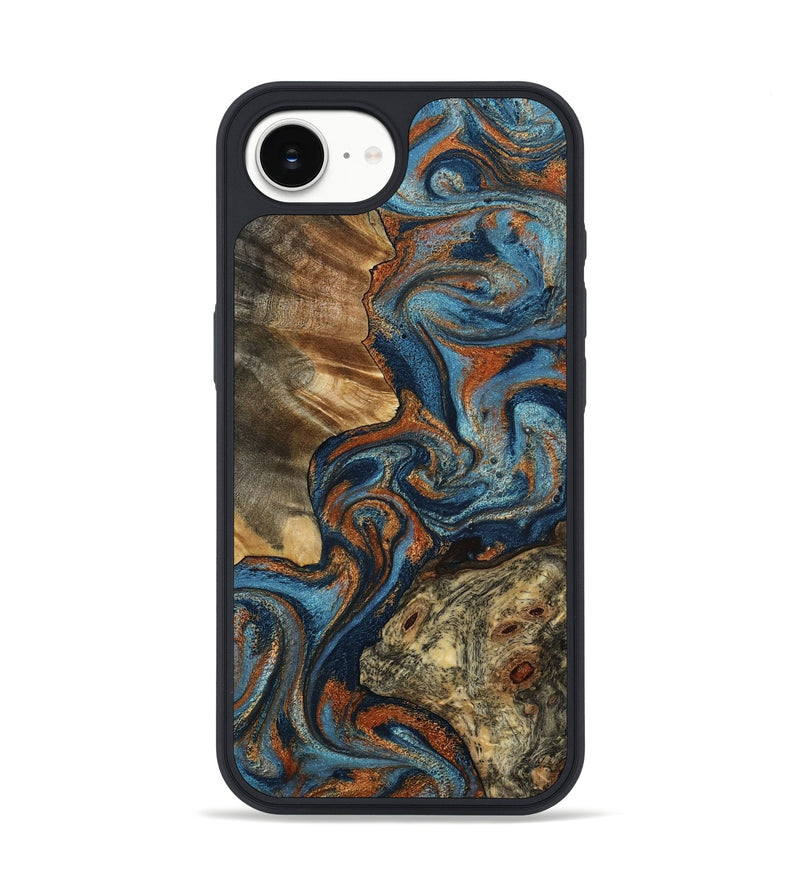 iPhone 16e Wood Phone Case - Laura (Teal & Gold, 799523)