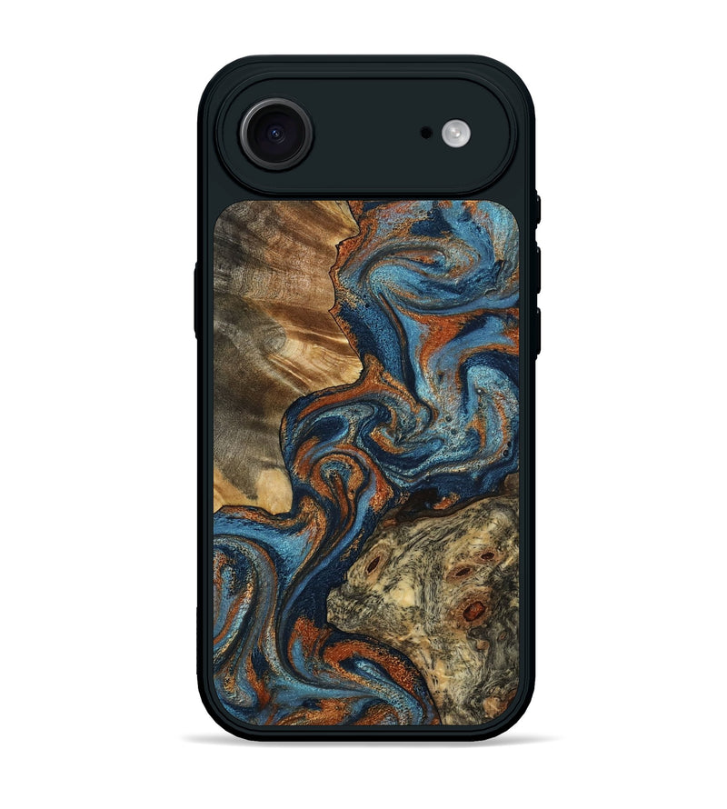iPhone 17 Air Wood Phone Case - Laura (Teal & Gold, 799523)