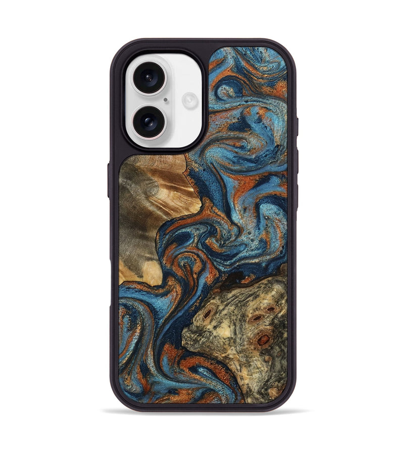 iPhone 17 Wood Phone Case - Laura (Teal & Gold, 799523)