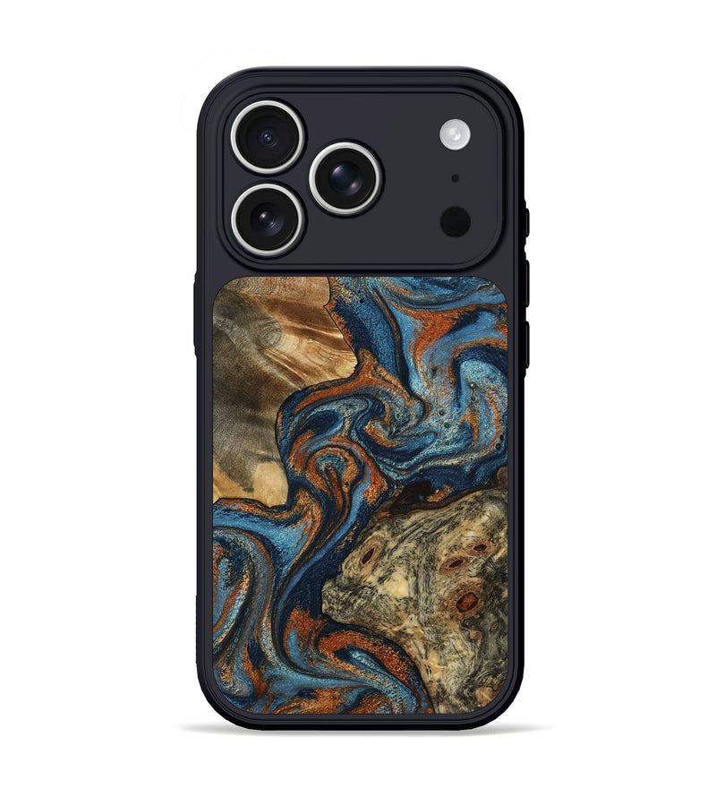 iPhone 17 Pro Wood Phone Case - Laura (Teal & Gold, 799523)