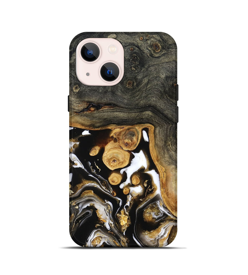 iPhone 13 mini Wood Live Edge Phone Case - Cullen (Black & White, 799527)