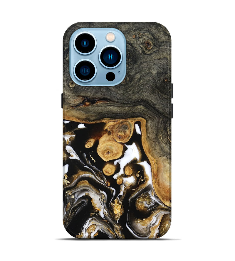 iPhone 14 Pro Wood Live Edge Phone Case - Cullen (Black & White, 799527)