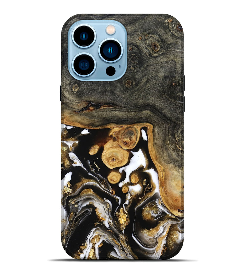iPhone 14 Pro Max Wood Live Edge Phone Case - Cullen (Black & White, 799527)