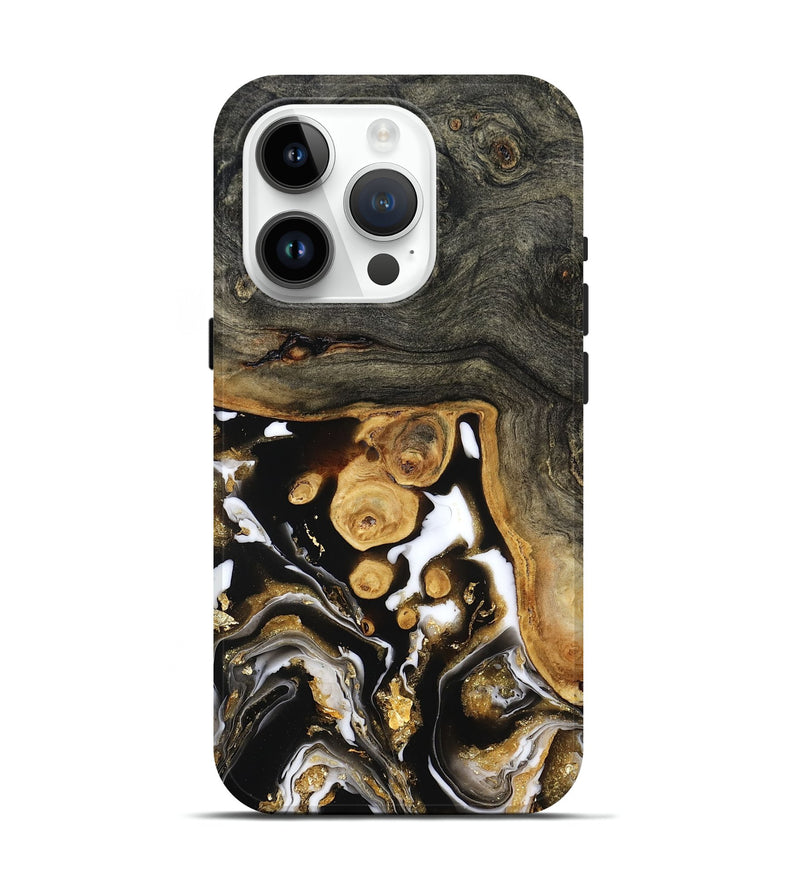 iPhone 15 Pro Wood Live Edge Phone Case - Cullen (Black & White, 799527)