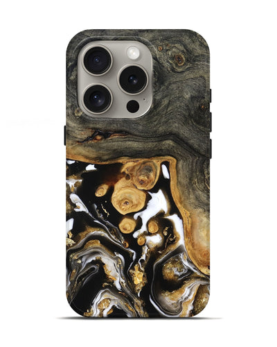 iPhone 16 Pro Wood Live Edge Phone Case - Cullen (Black & White, 799527)
