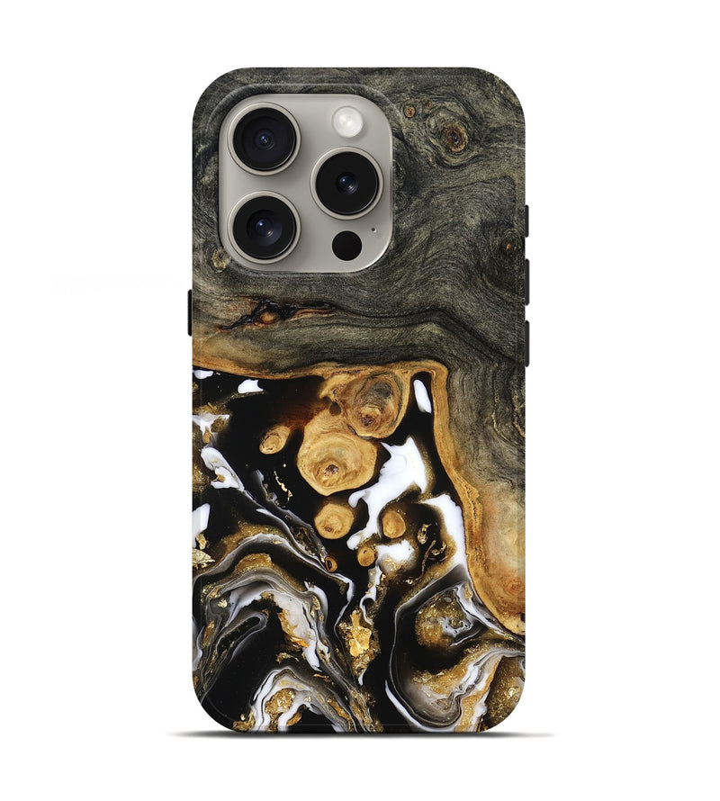 iPhone 16 Pro Wood Live Edge Phone Case - Cullen (Black & White, 799527)