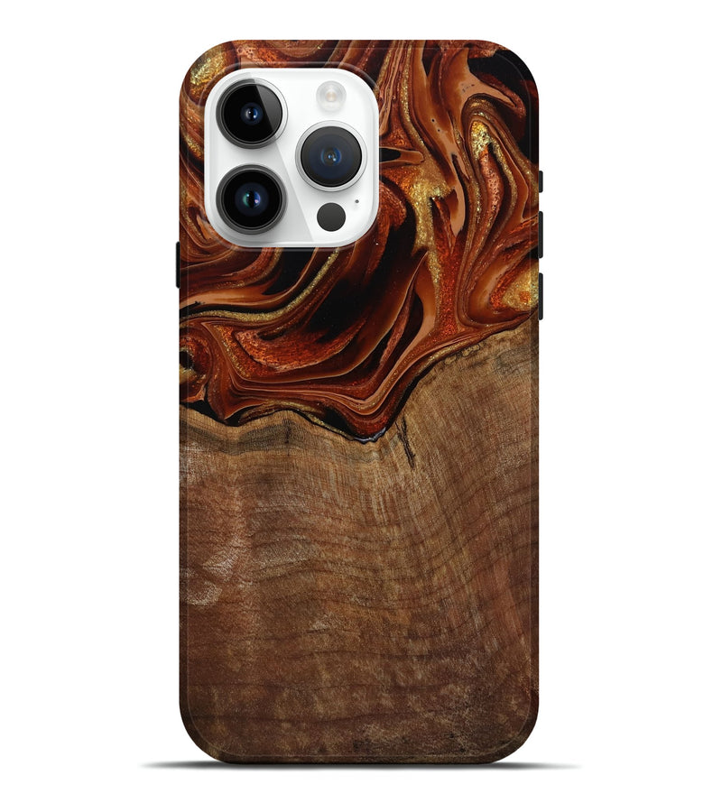 iPhone 15 Pro Max Wood Live Edge Phone Case - Roxane (Red, 799528)