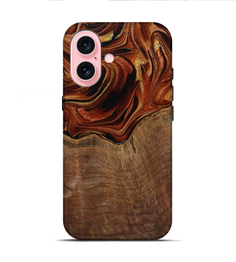 iPhone 16 Wood Live Edge Phone Case - Roxane (Red, 799528)