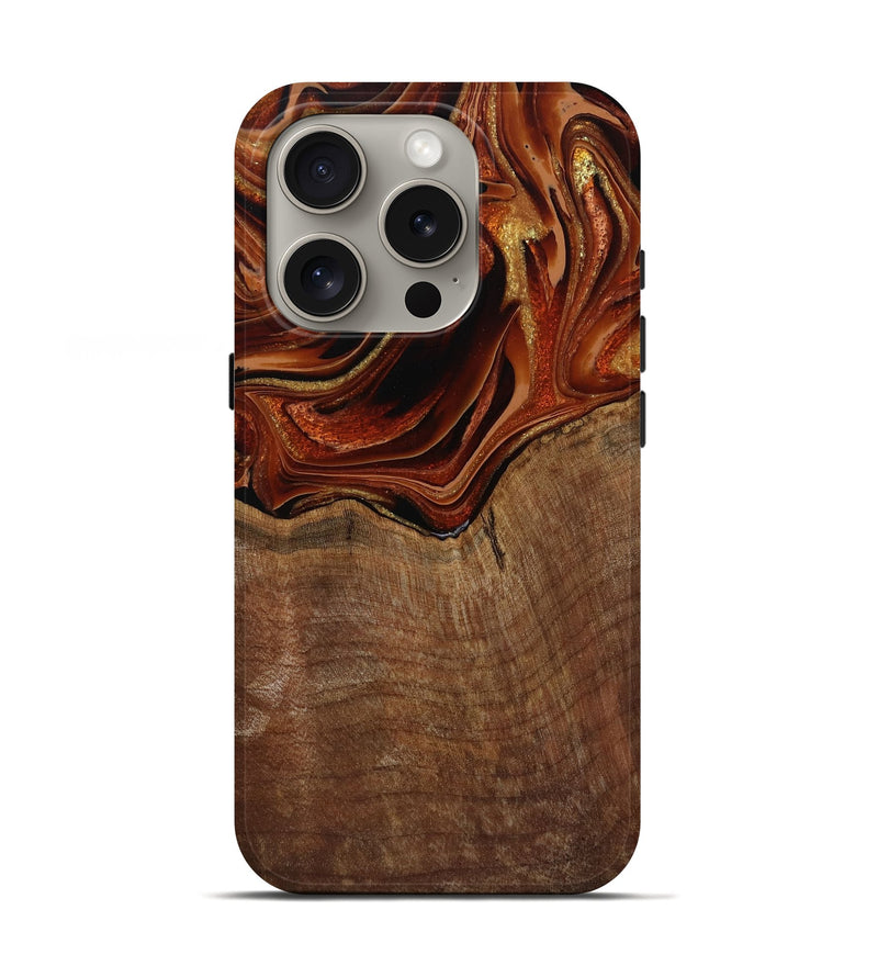 iPhone 16 Pro Wood Live Edge Phone Case - Roxane (Red, 799528)