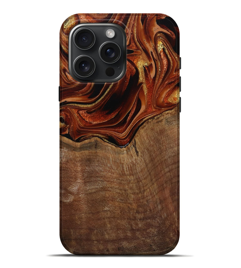 iPhone 16 Pro Max Wood Live Edge Phone Case - Roxane (Red, 799528)