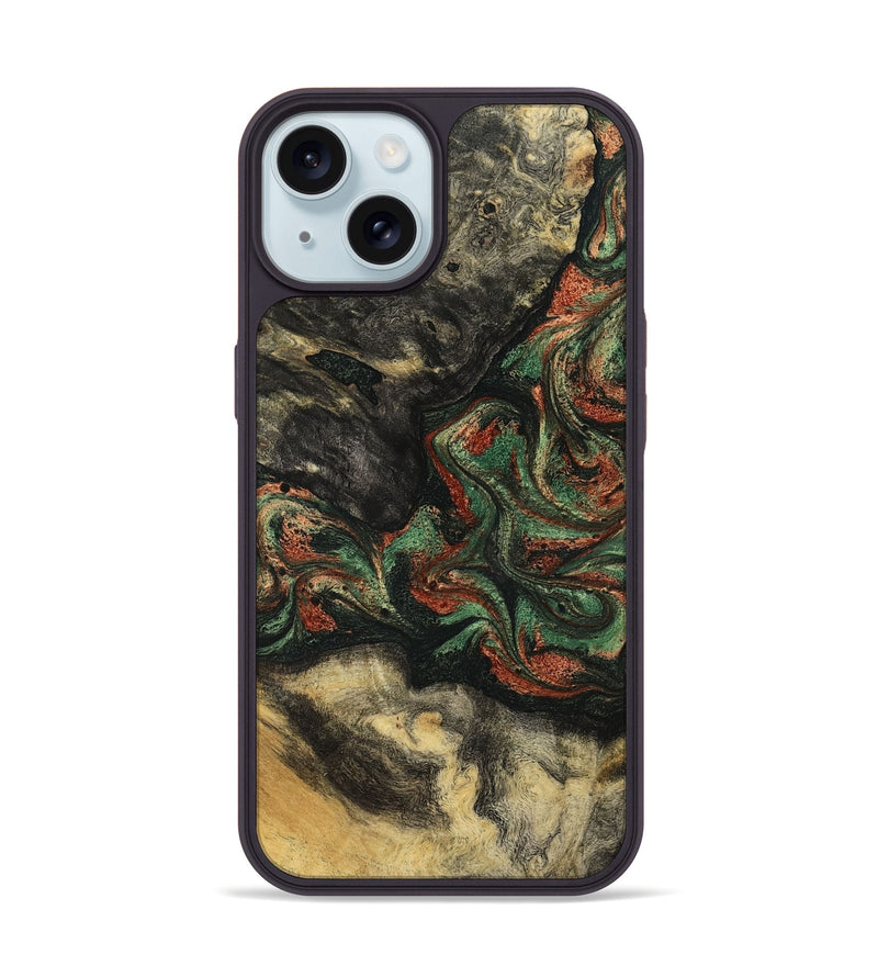 iPhone 15 Wood Phone Case - Eliseo (Green, 799533)