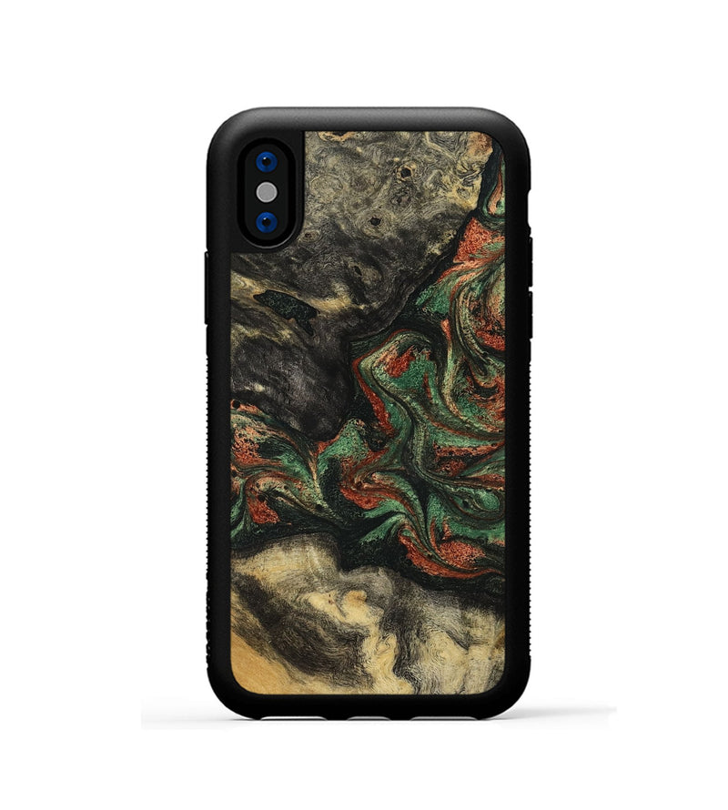 iPhone Xs Wood Phone Case - Eliseo (Green, 799533)