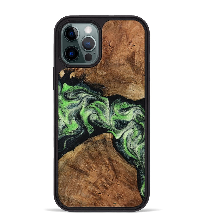 iPhone 12 Pro Max Wood Phone Case - Sherry (Green, 799535)