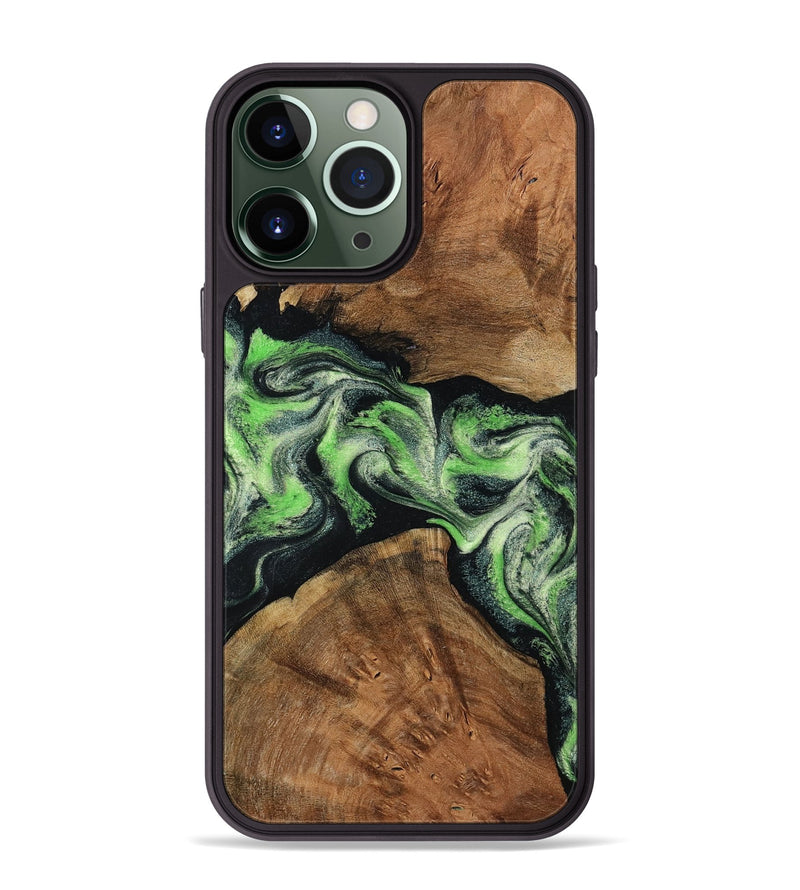 iPhone 13 Pro Max Wood Phone Case - Sherry (Green, 799535)