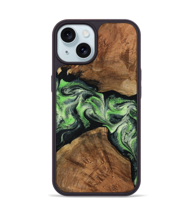 iPhone 15 Wood Phone Case - Sherry (Green, 799535)
