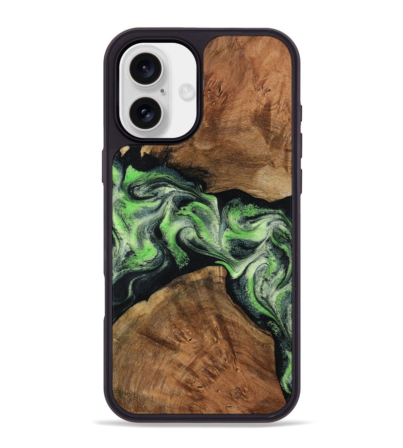 iPhone 16 Plus Wood Phone Case - Sherry (Green, 799535)