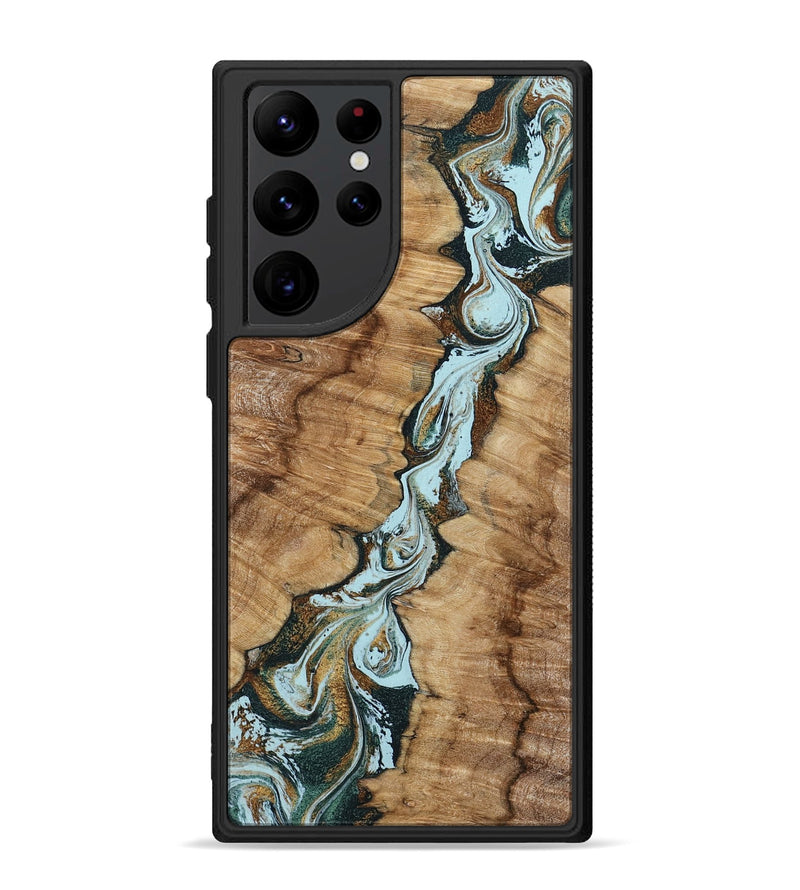 Galaxy S22 Ultra Wood Phone Case - Jerilyn (Teal & Gold, 799537)