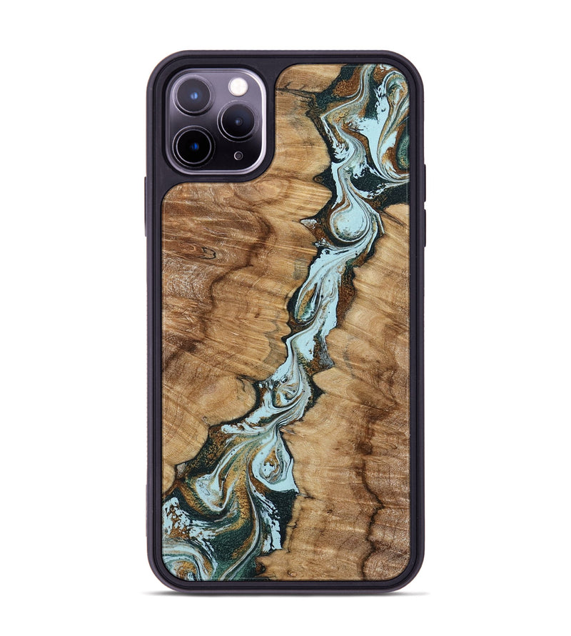 iPhone 11 Pro Max Wood Phone Case - Jerilyn (Teal & Gold, 799537)