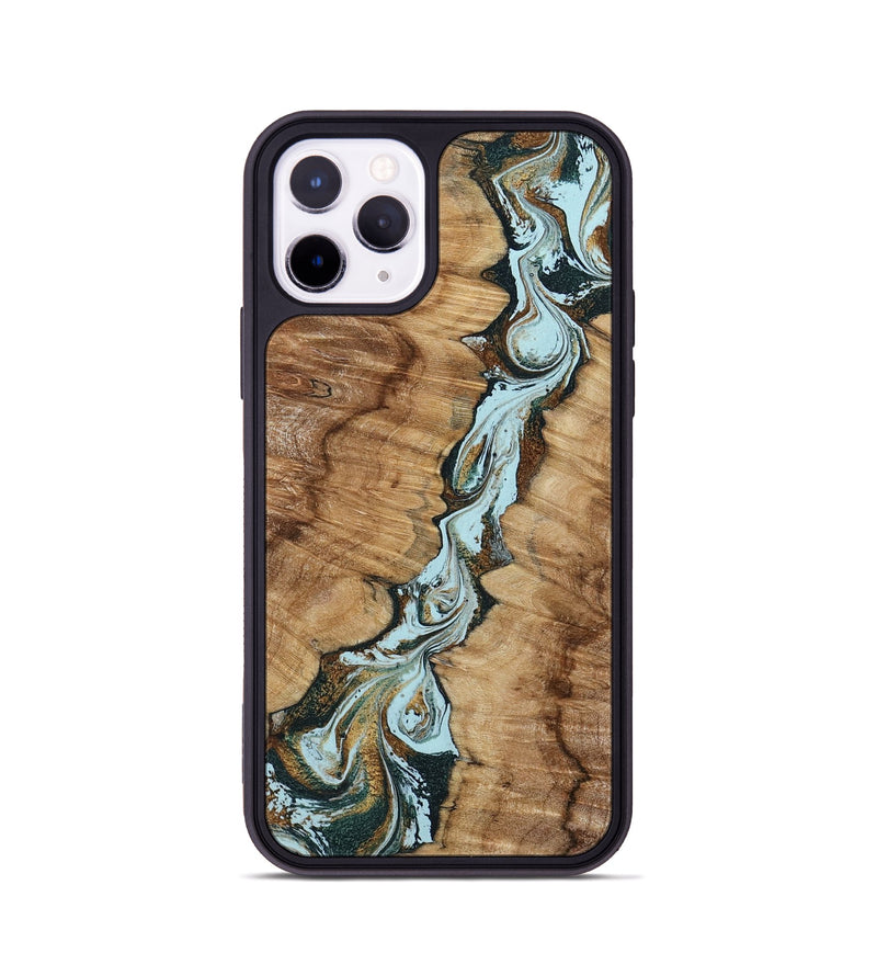 iPhone 11 Pro Wood Phone Case - Jerilyn (Teal & Gold, 799537)
