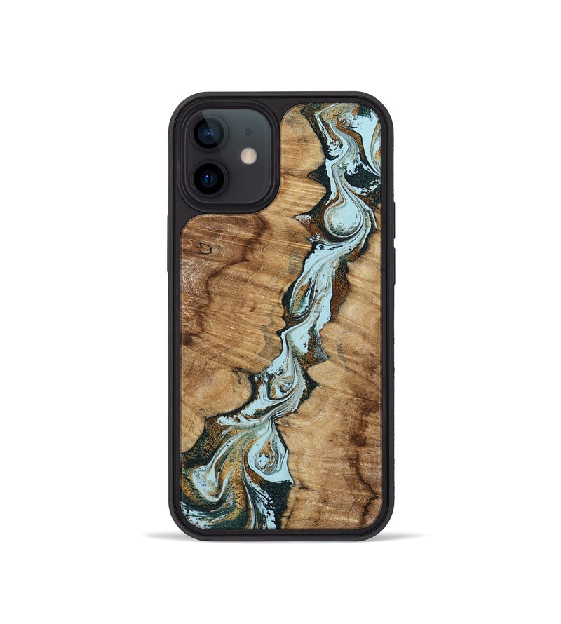 iPhone 12 mini Wood Phone Case - Jerilyn (Teal & Gold, 799537)