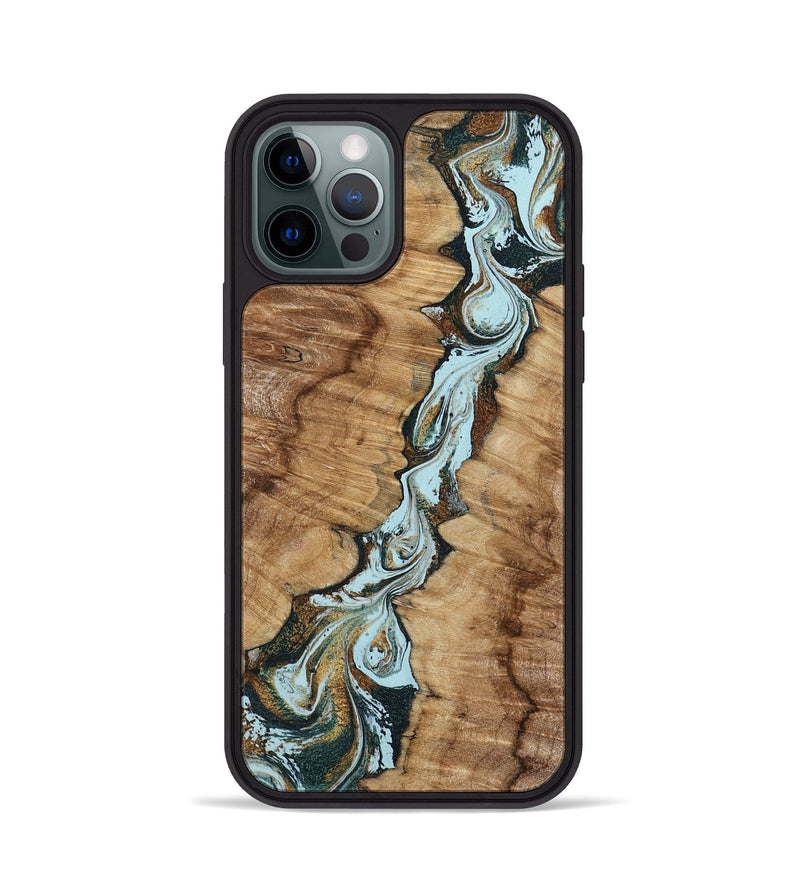 iPhone 12 Pro Wood Phone Case - Jerilyn (Teal & Gold, 799537)