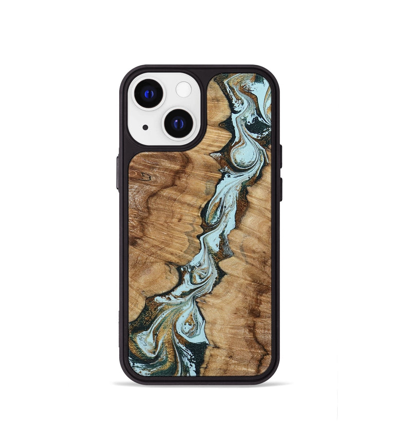 iPhone 13 mini Wood Phone Case - Jerilyn (Teal & Gold, 799537)