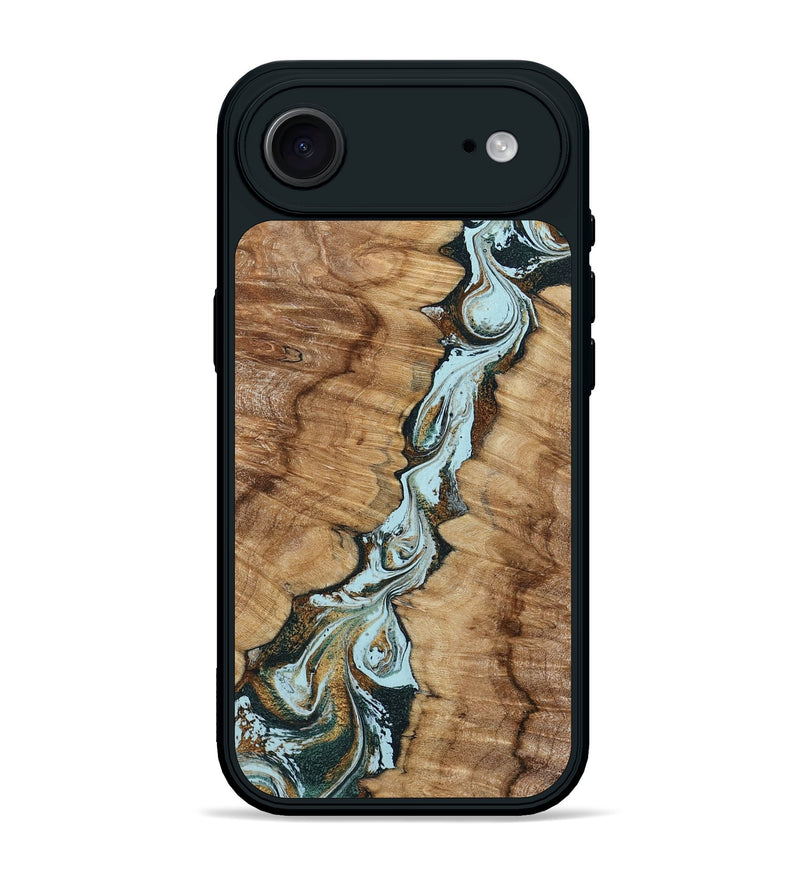 iPhone 17 Air Wood Phone Case - Jerilyn (Teal & Gold, 799537)