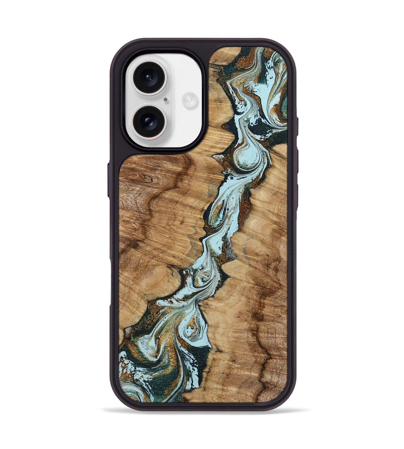 iPhone 17 Wood Phone Case - Jerilyn (Teal & Gold, 799537)