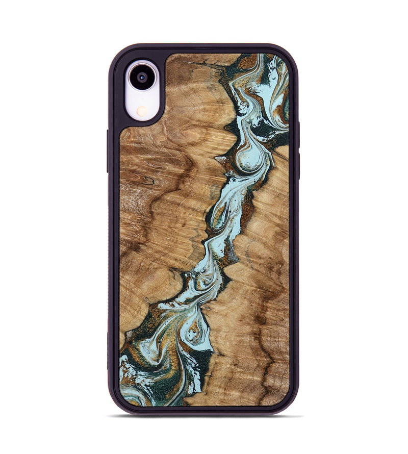iPhone Xr Wood Phone Case - Jerilyn (Teal & Gold, 799537)
