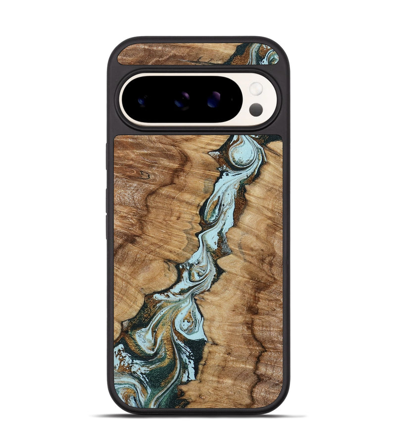Pixel 9 Wood Phone Case - Jerilyn (Teal & Gold, 799537)