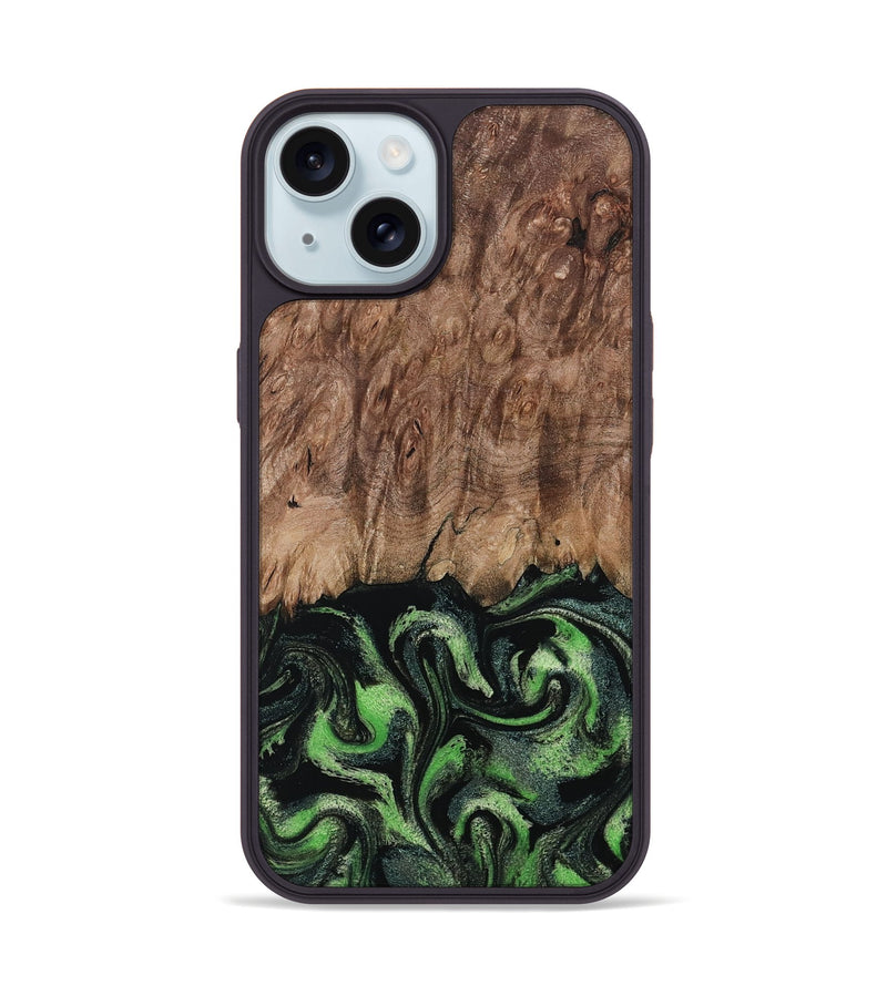 iPhone 15 Wood Phone Case - Blaine (Green, 799554)