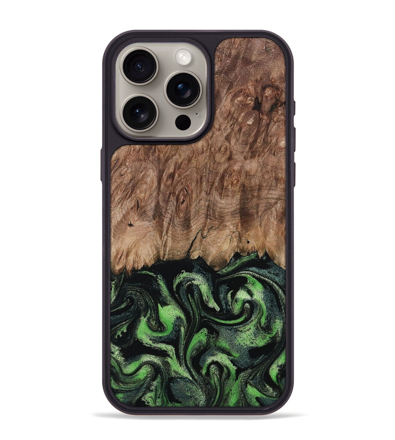 iPhone 15 Pro Max Wood Phone Case - Blaine (Green, 799554)