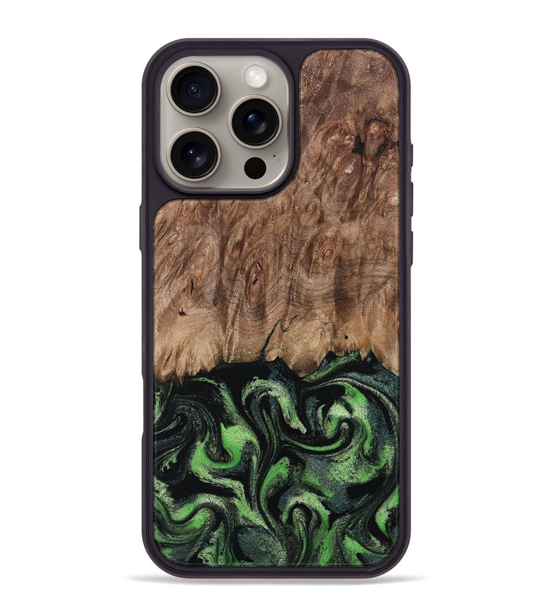 iPhone 16 Pro Max Wood Phone Case - Blaine (Green, 799554)