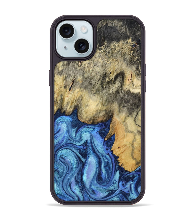 iPhone 15 Plus Wood Phone Case - Mylo (Blue, 799563)