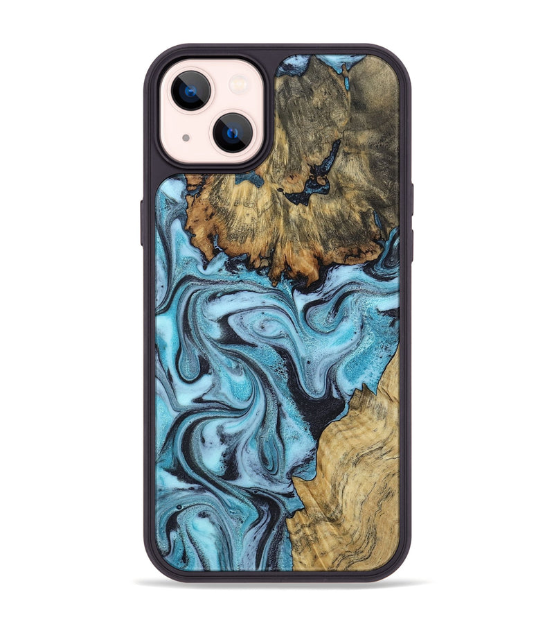 iPhone 14 Plus Wood Phone Case - Marcia (Blue, 799566)