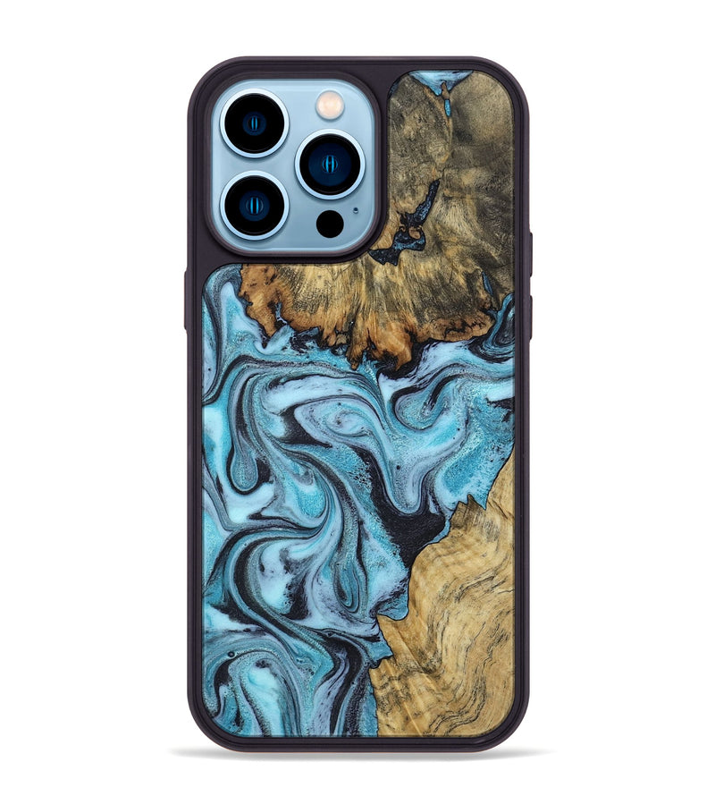 iPhone 14 Pro Max Wood Phone Case - Marcia (Blue, 799566)