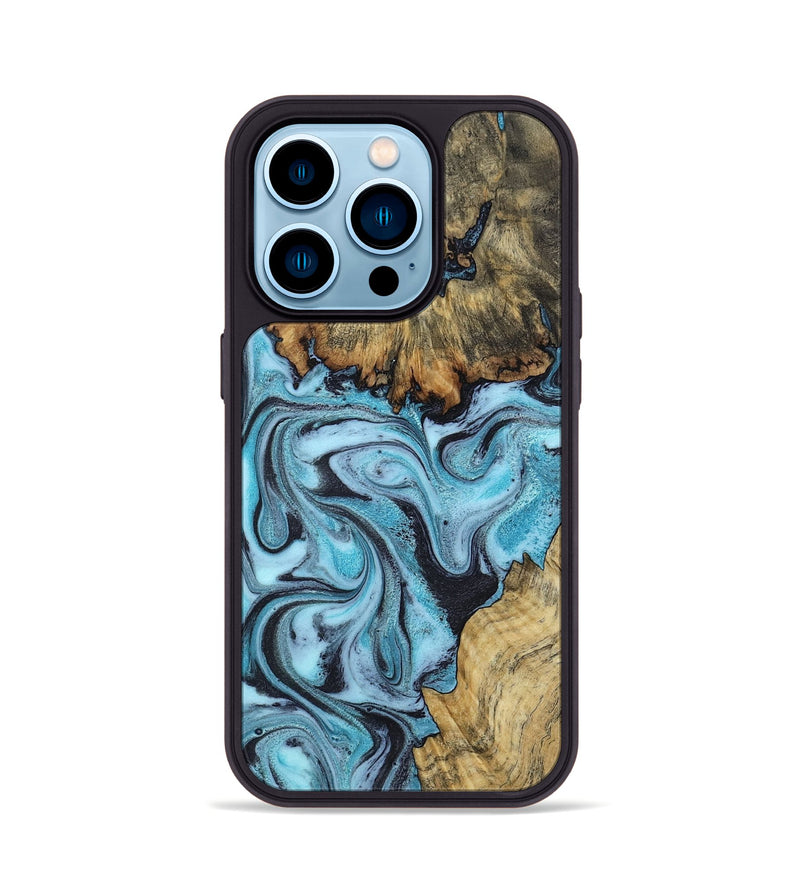 iPhone 14 Pro Wood Phone Case - Marcia (Blue, 799566)