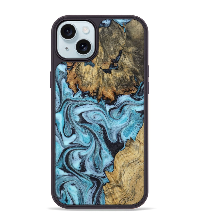 iPhone 15 Plus Wood Phone Case - Marcia (Blue, 799566)