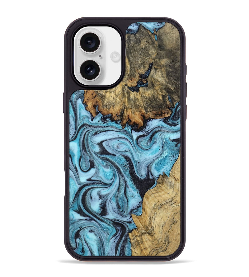 iPhone 16 Plus Wood Phone Case - Marcia (Blue, 799566)