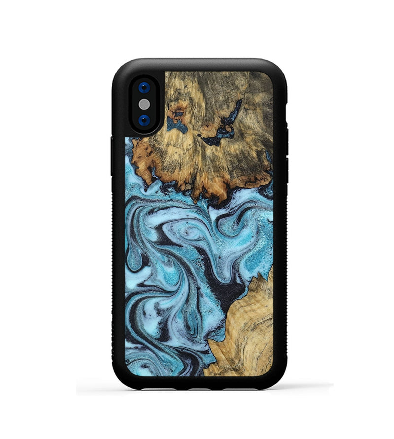 iPhone Xs Wood Phone Case - Marcia (Blue, 799566)